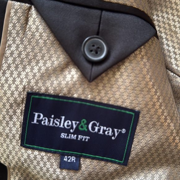 Men’s  Sports Coat, Paisley and Gray.  Size 42 Reg - slim fit NWT - Picture 6 of 12